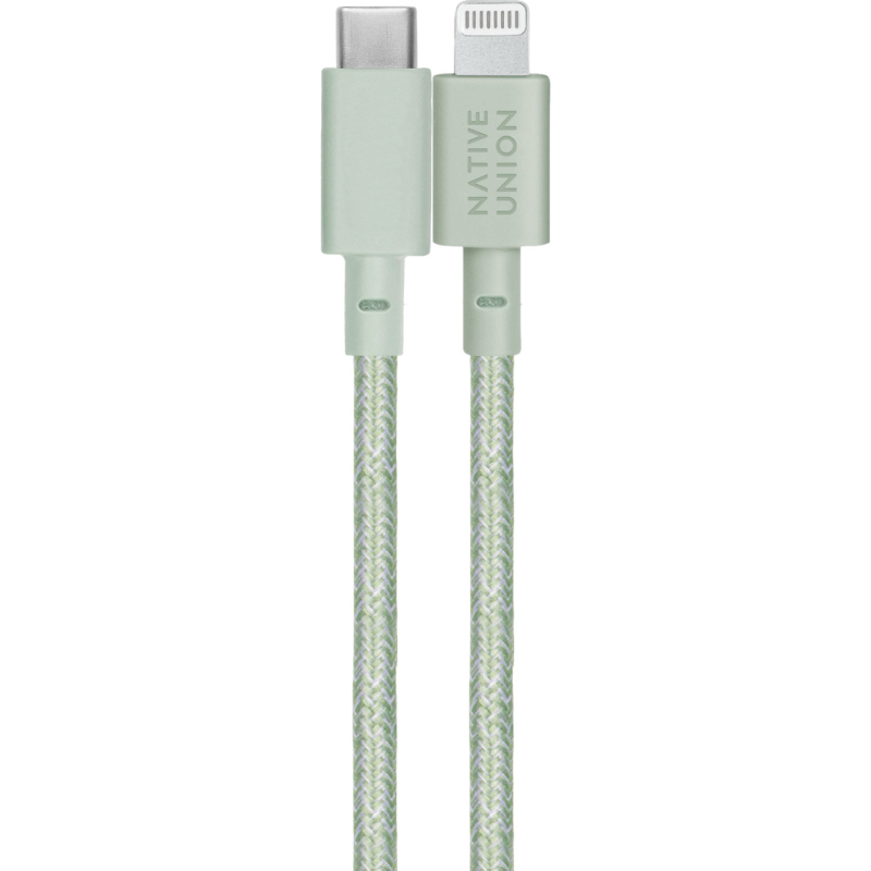 BELT CABLE, кабель зарядный USB-C/LIGHTNING, длина 1,2м., цвет: зелёный